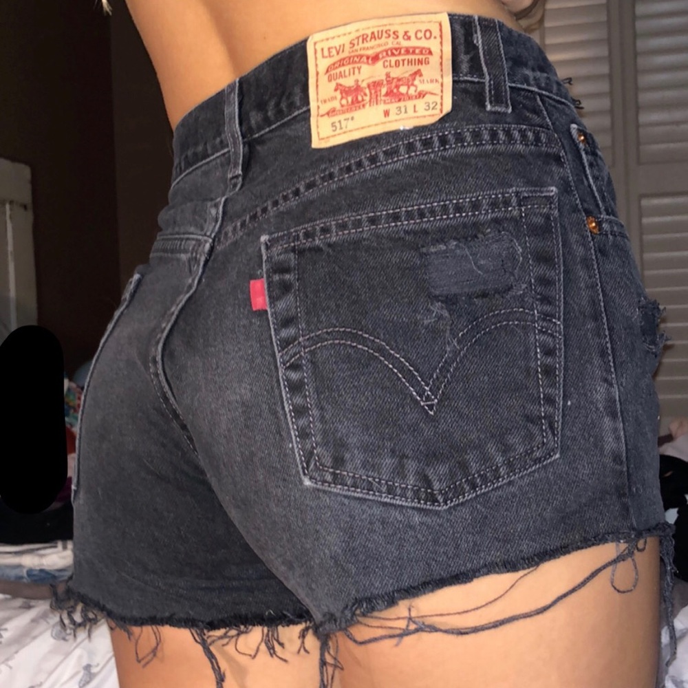 Vintage Levi black distressed denim shorts